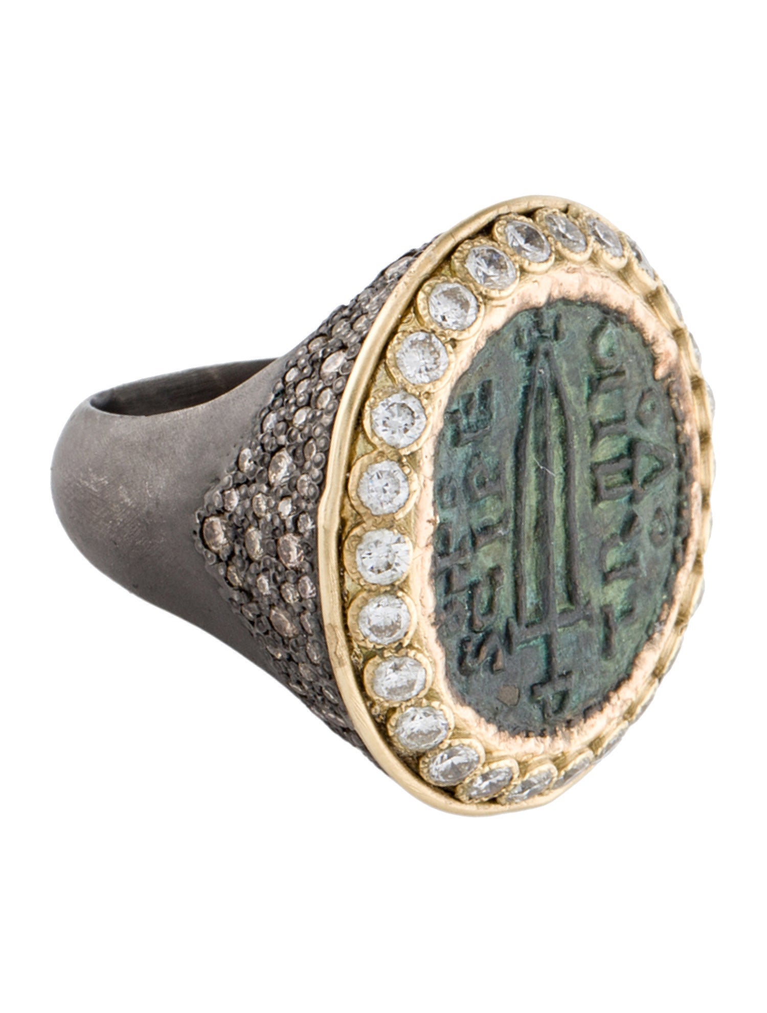 Armenta Diamond Artifact Signet Ring
