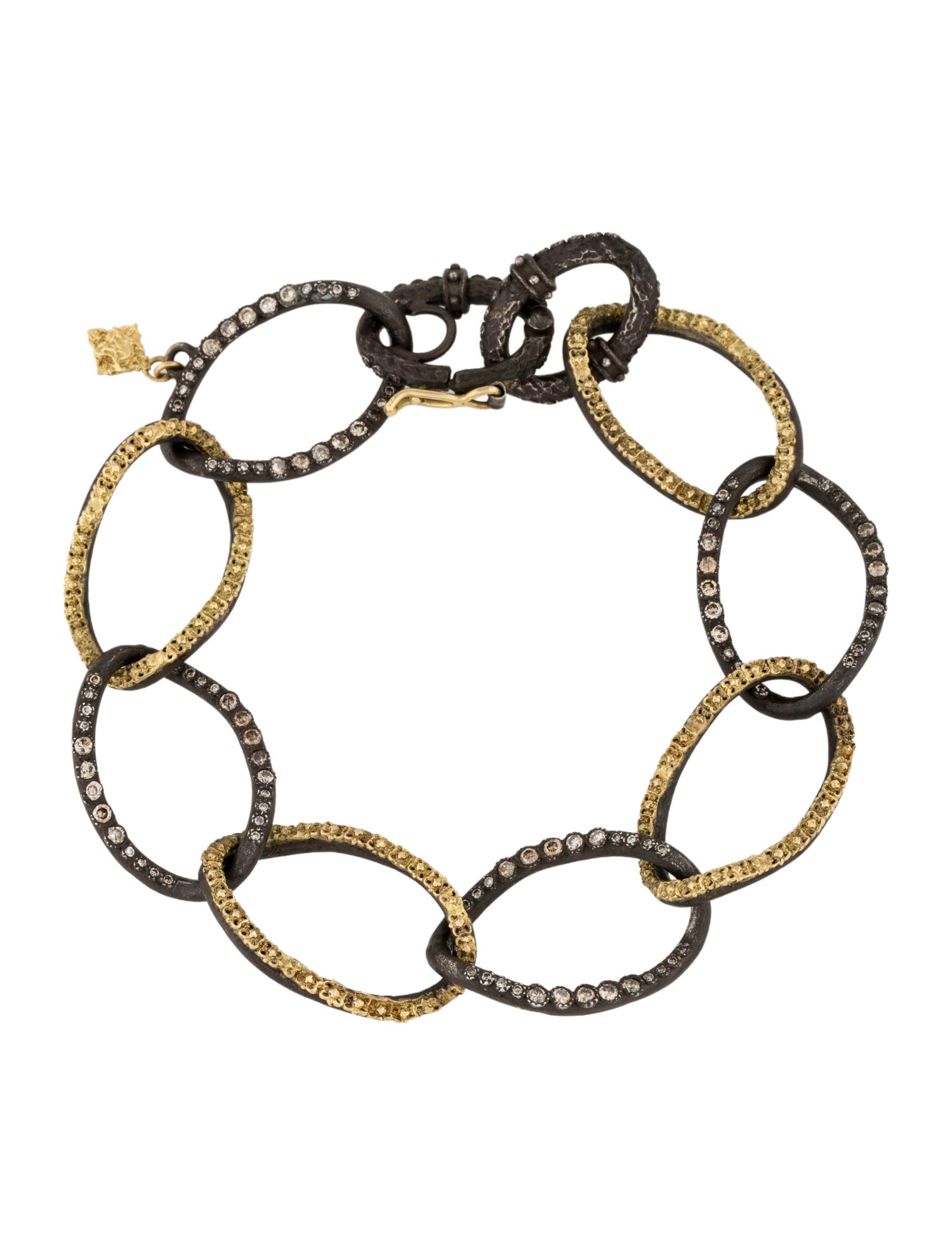 Armenta Two-Tone Diamond Textured Oval Link Bracelet