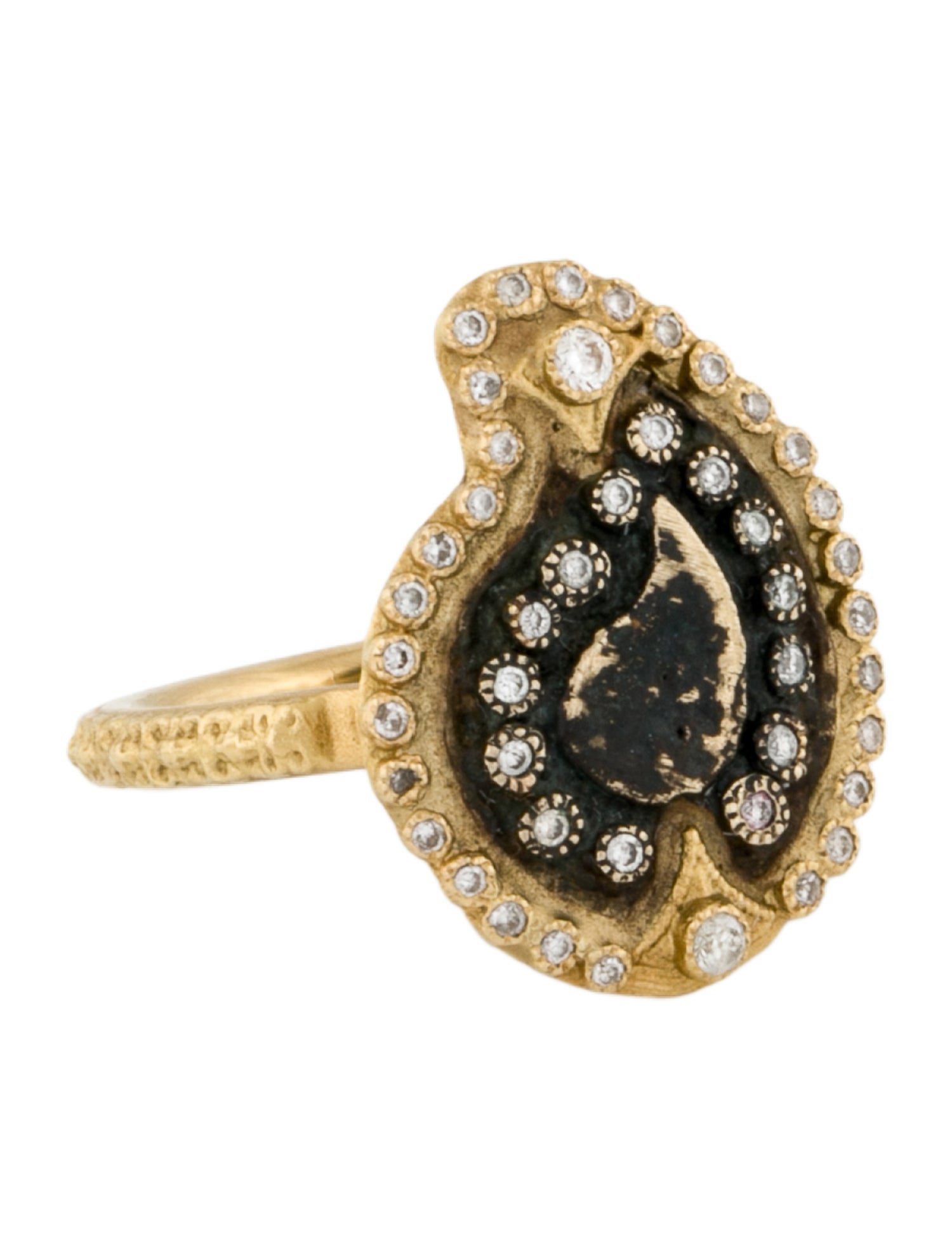 Armenta 18K Diamond Artifact Teardrop Cocktail Ring