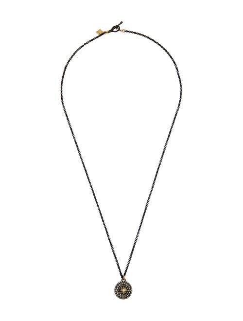 Armenta Diamond Old World Midnight Round Shield Pendant Necklace