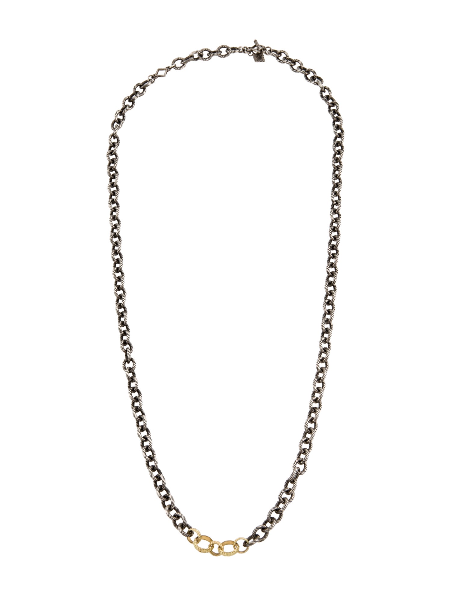Armenta Two-Tone Circle Link Station Necklace