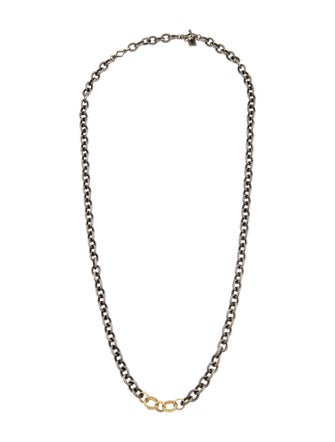 Armenta Two-Tone Circle Link Station Necklace