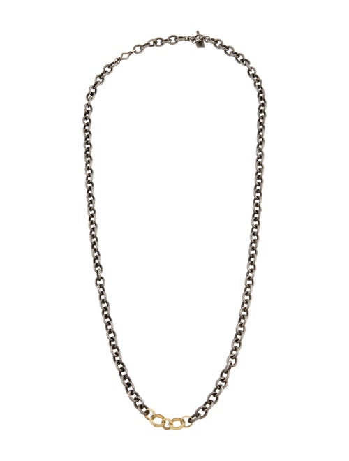 Armenta Two-Tone Circle Link Station Necklace
