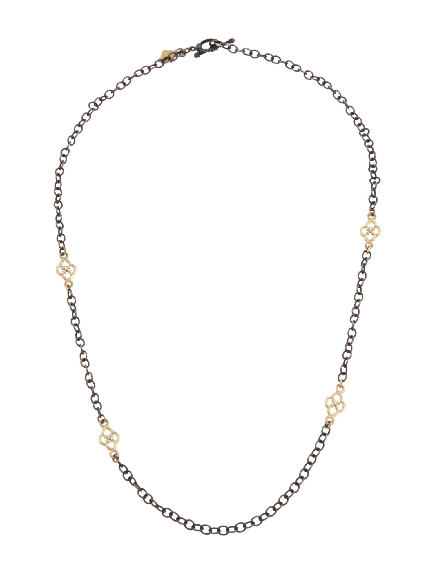 Armenta Two-Tone Carved Scroll Station Twisted Oval Link Chain Necklace