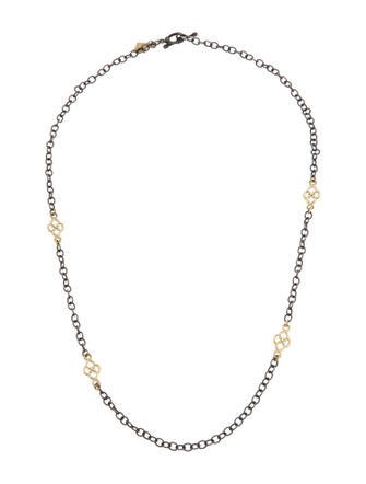 Armenta Two-Tone Carved Scroll Station Twisted Oval Link Chain Necklace
