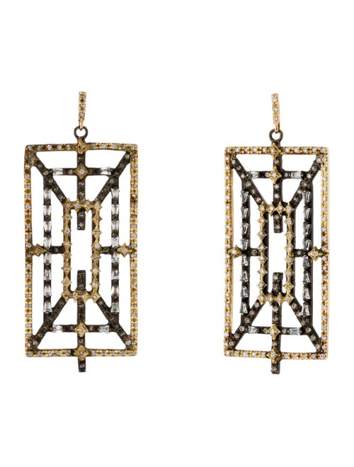 Armenta Two-Tone Diamond & Sapphire Old World Rectangular Drop Earrings