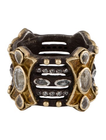 Pre-owned Armenta Sapphire & Diamond Old World Wide Band In Multi