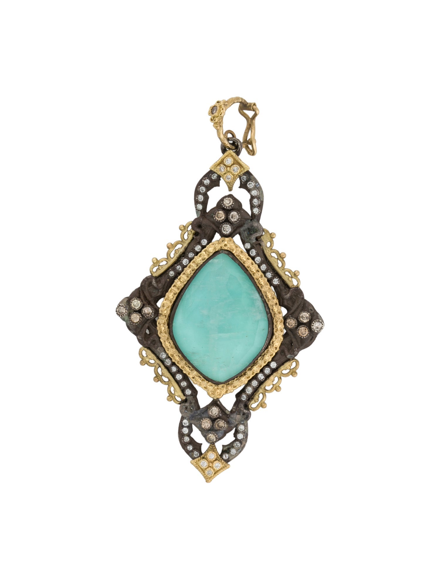 Armenta Moonstone & Turquoise Doublet Diamond Pendant