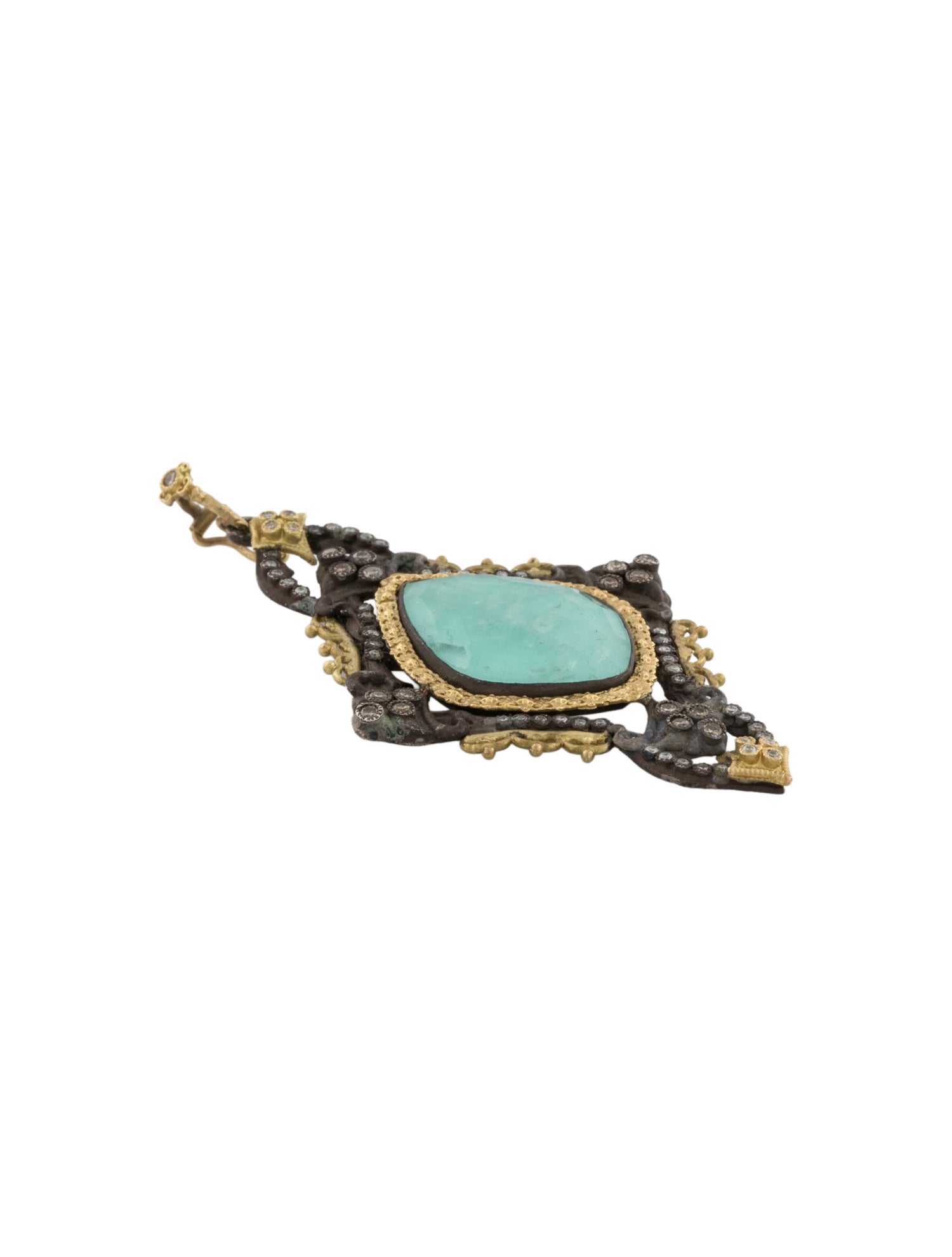 Armenta Moonstone & Turquoise Doublet Diamond Pendant