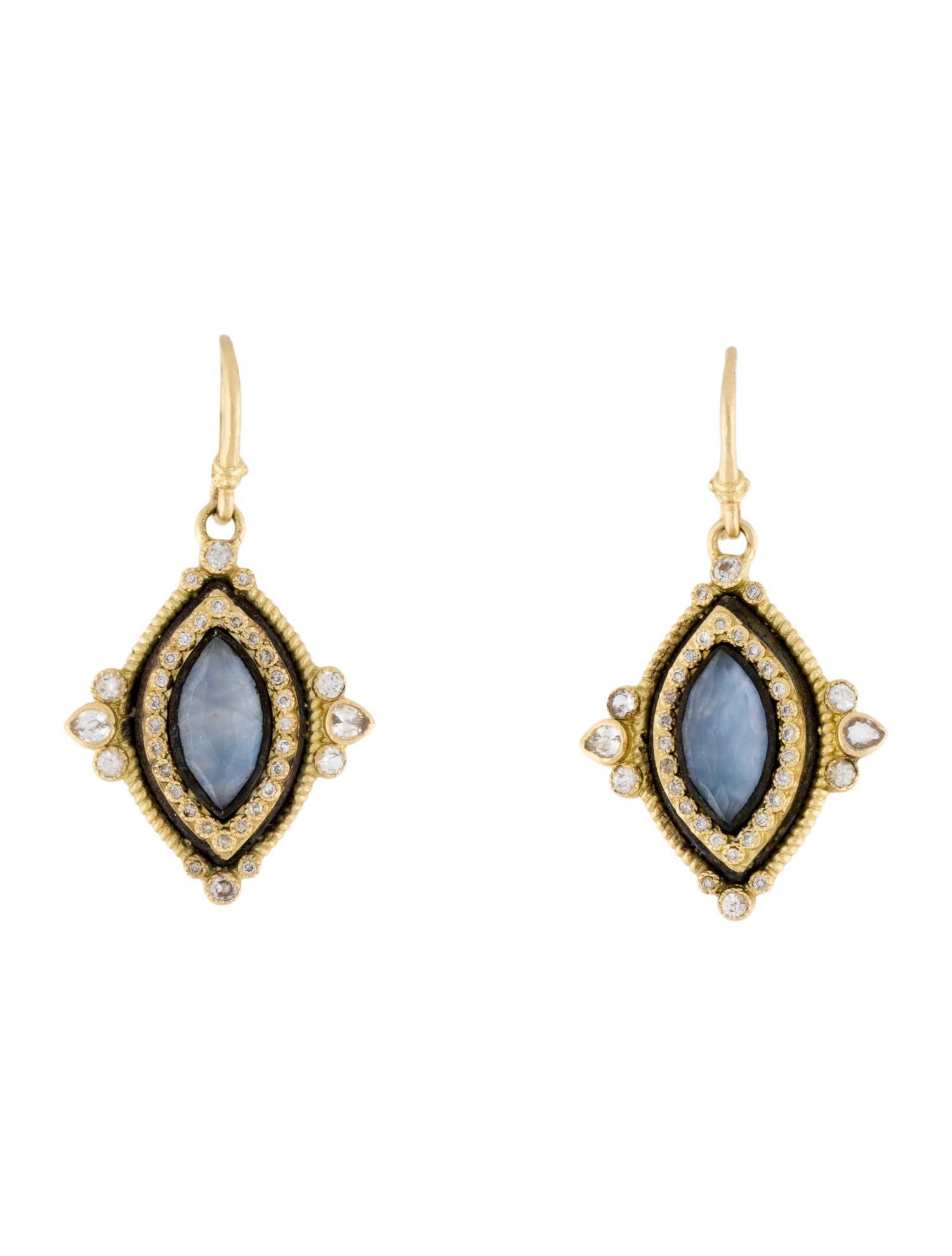 Armenta Sapphire & Quartz Doublet, Sapphire, & Diamond Drop Earrings