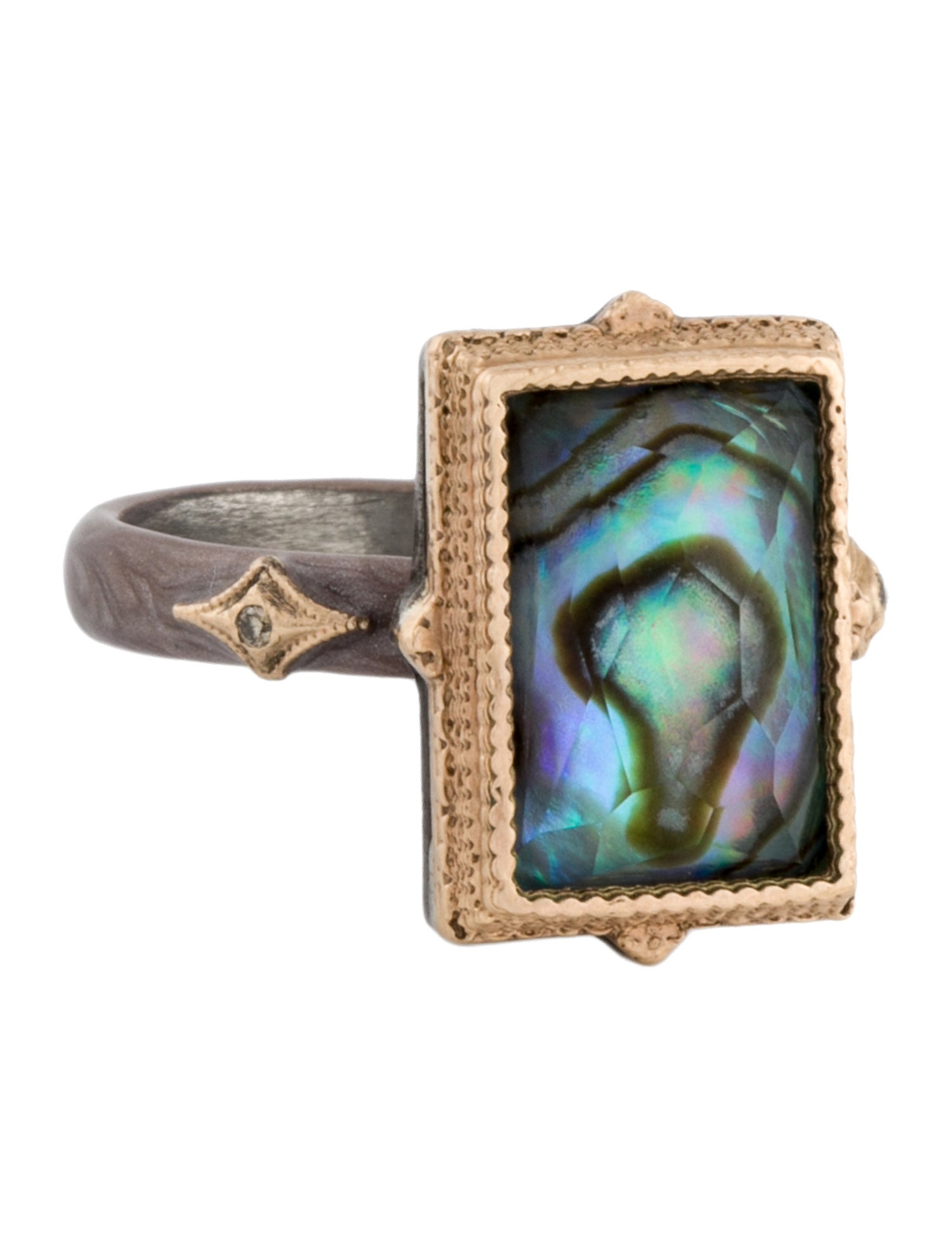 Armenta Diamond-Accented Topaz & Abalone Doublet Cocktail Ring