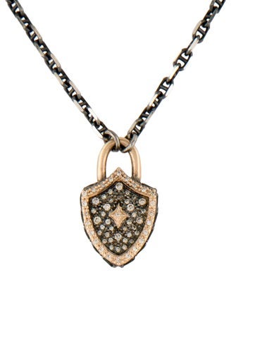 Pre-owned Armenta Tourmaline & Diamond Shield Pendant Necklace, 20" In Multi