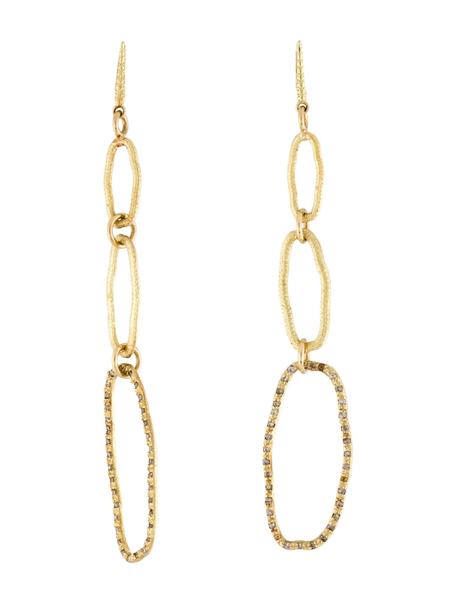 Armenta 18K Diamond Oval Link Drop Earrings