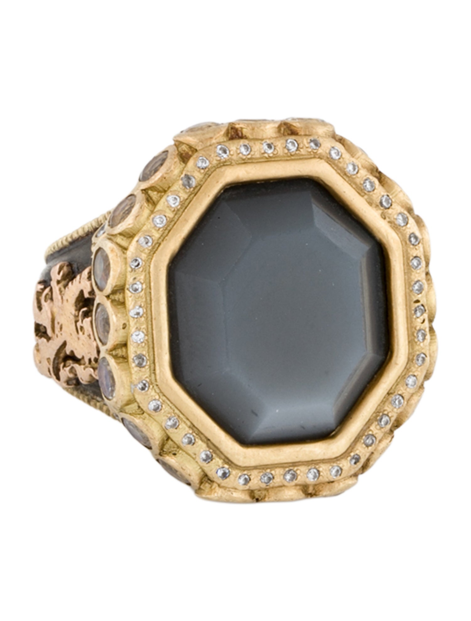 Armenta Moonstone Labradorite, Moonstone, & Diamond Cocktail Ring