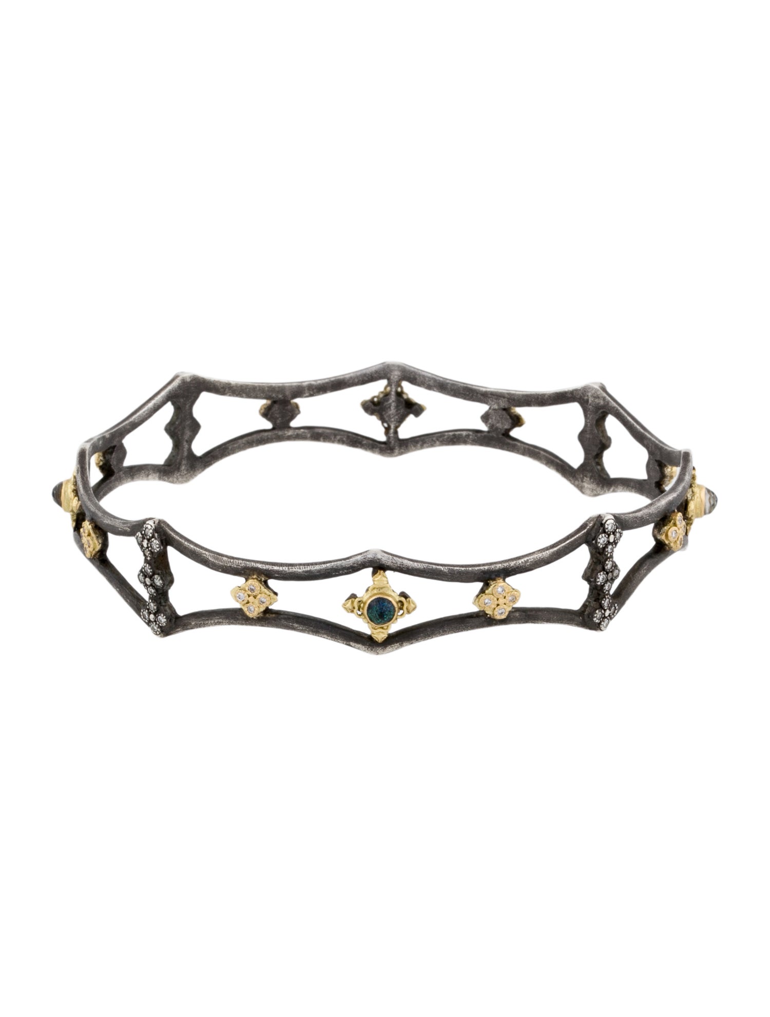 Armenta Quartz Doublet & Diamond Huggie Bangle Bracelet