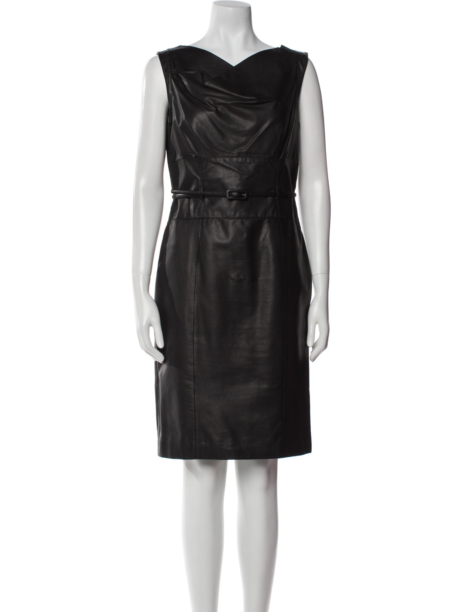 Armani Collezioni Lamb Leather Knee-Length Dress