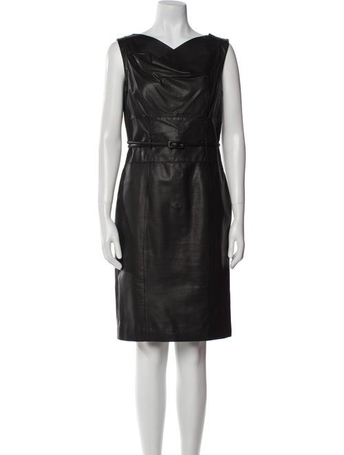 Armani Collezioni Lamb Leather Knee-Length Dress