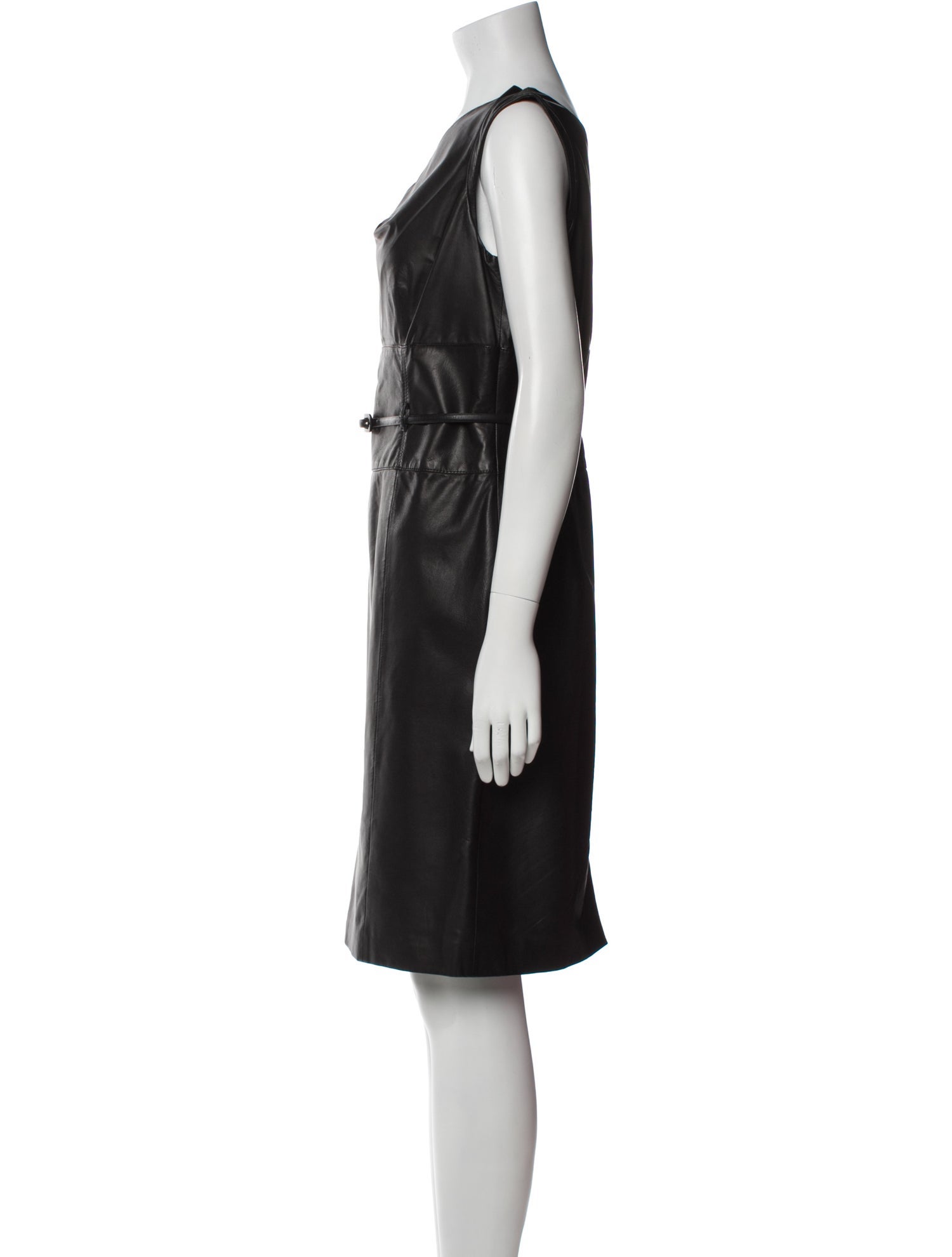 Armani Collezioni Lamb Leather Knee-Length Dress