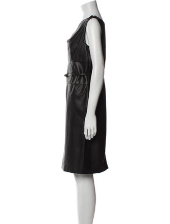 Armani Collezioni Lamb Leather Knee-Length Dress
