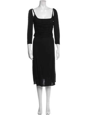 Armani Collezioni Square Neckline Midi Length Dress