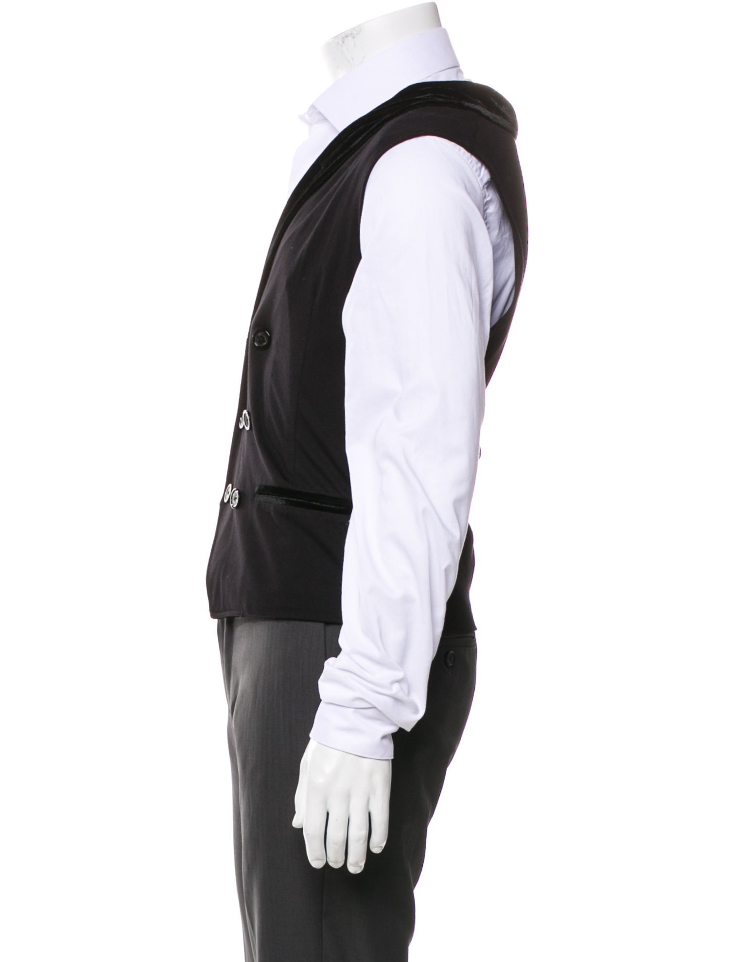 Armani Collezioni Solid Velvet Trimmed Suit Vest