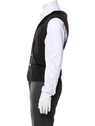Armani Collezioni Solid Velvet Trimmed Suit Vest