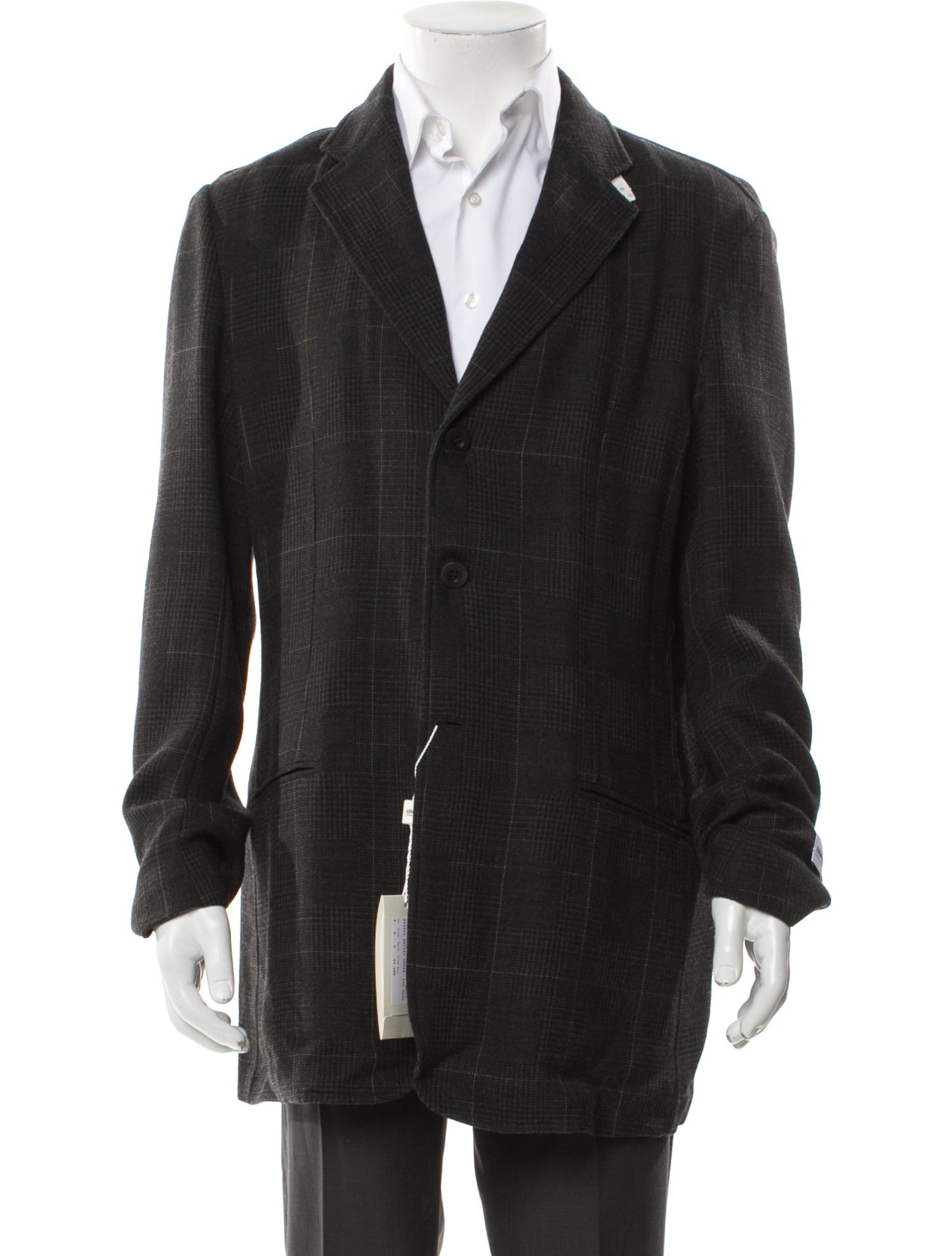 Armani Collezioni Wool Plaid Print Blazer w/ Tags