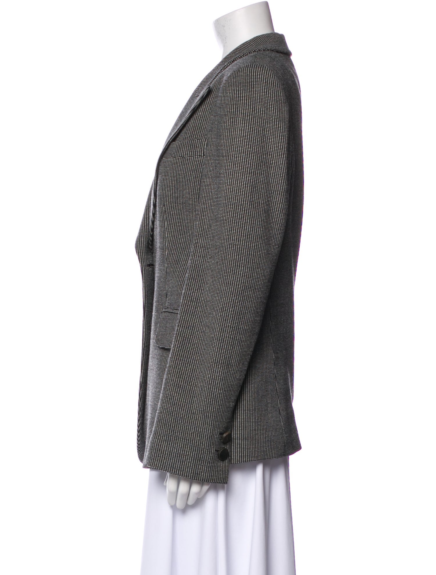 Armani Collezioni Virgin Wool Plaid Print Blazer