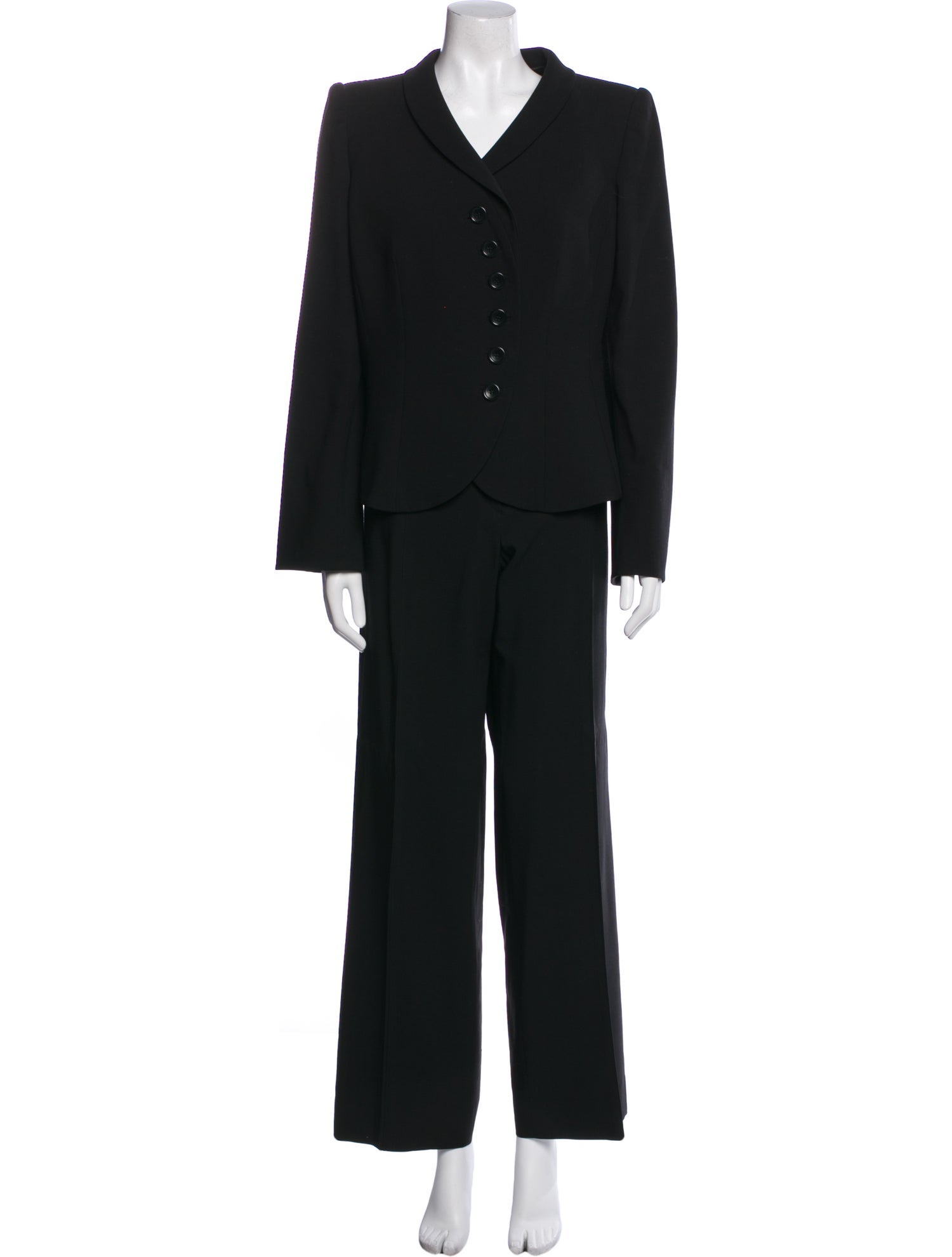 Armani Collezioni Virgin Wool Ruffle Embellishment Pantsuit