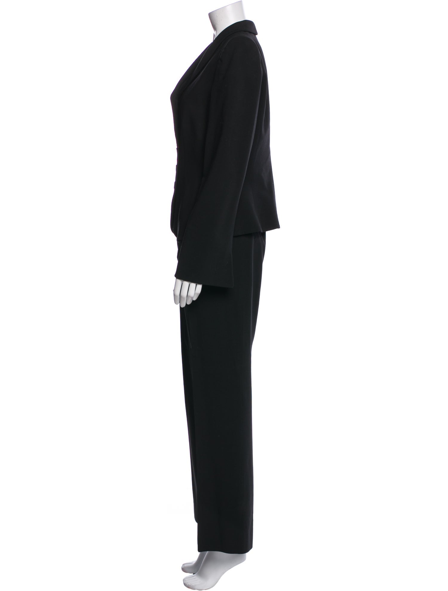 Armani Collezioni Virgin Wool Ruffle Embellishment Pantsuit