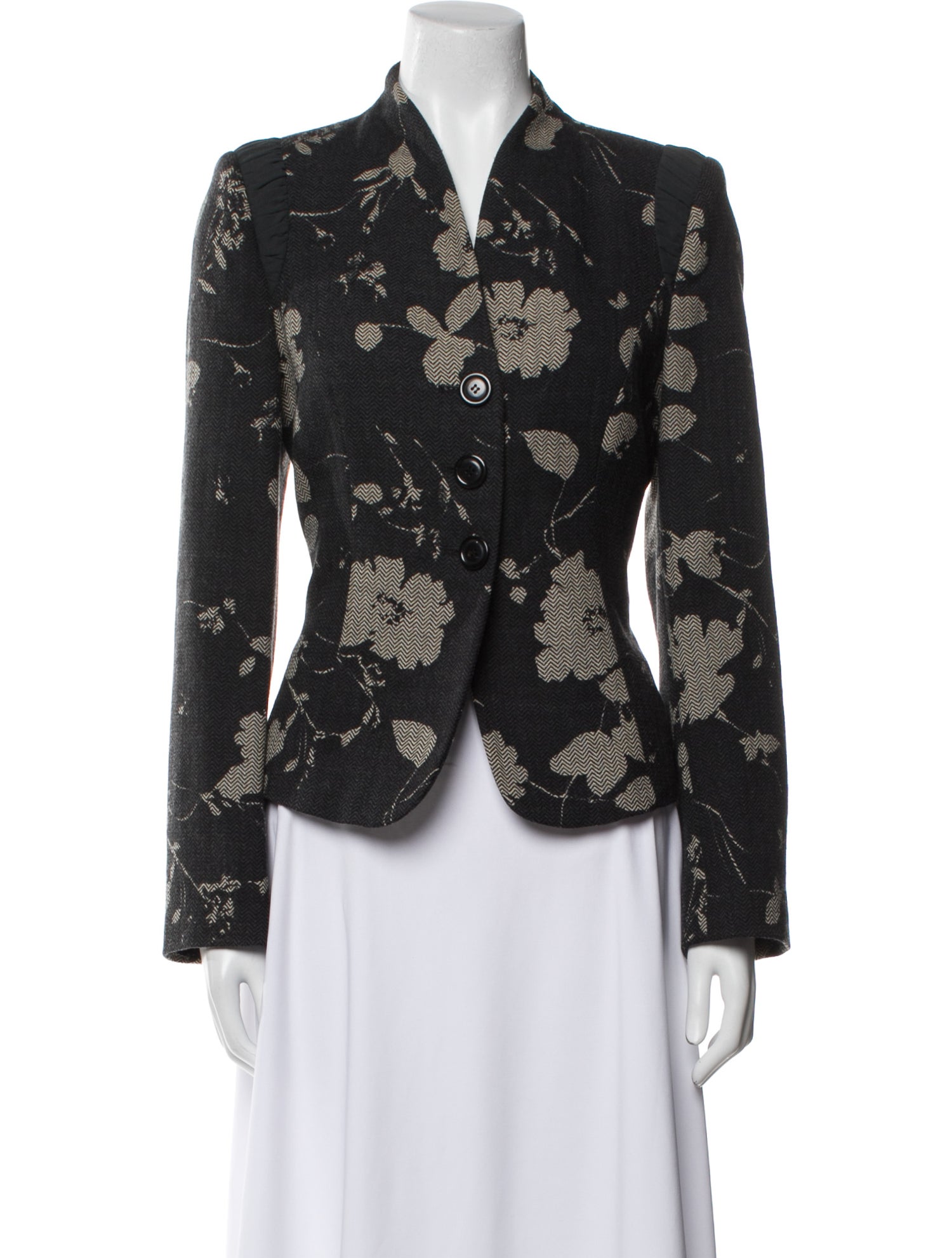 Armani Collezioni Virgin Wool Floral Print Evening Jacket