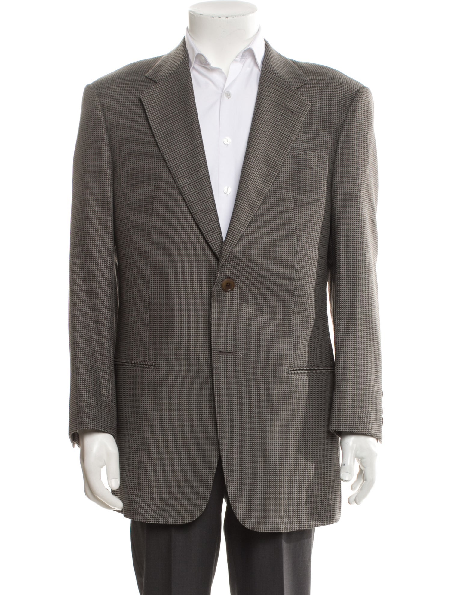 Armani Collezioni Wool Plaid Print Blazer
