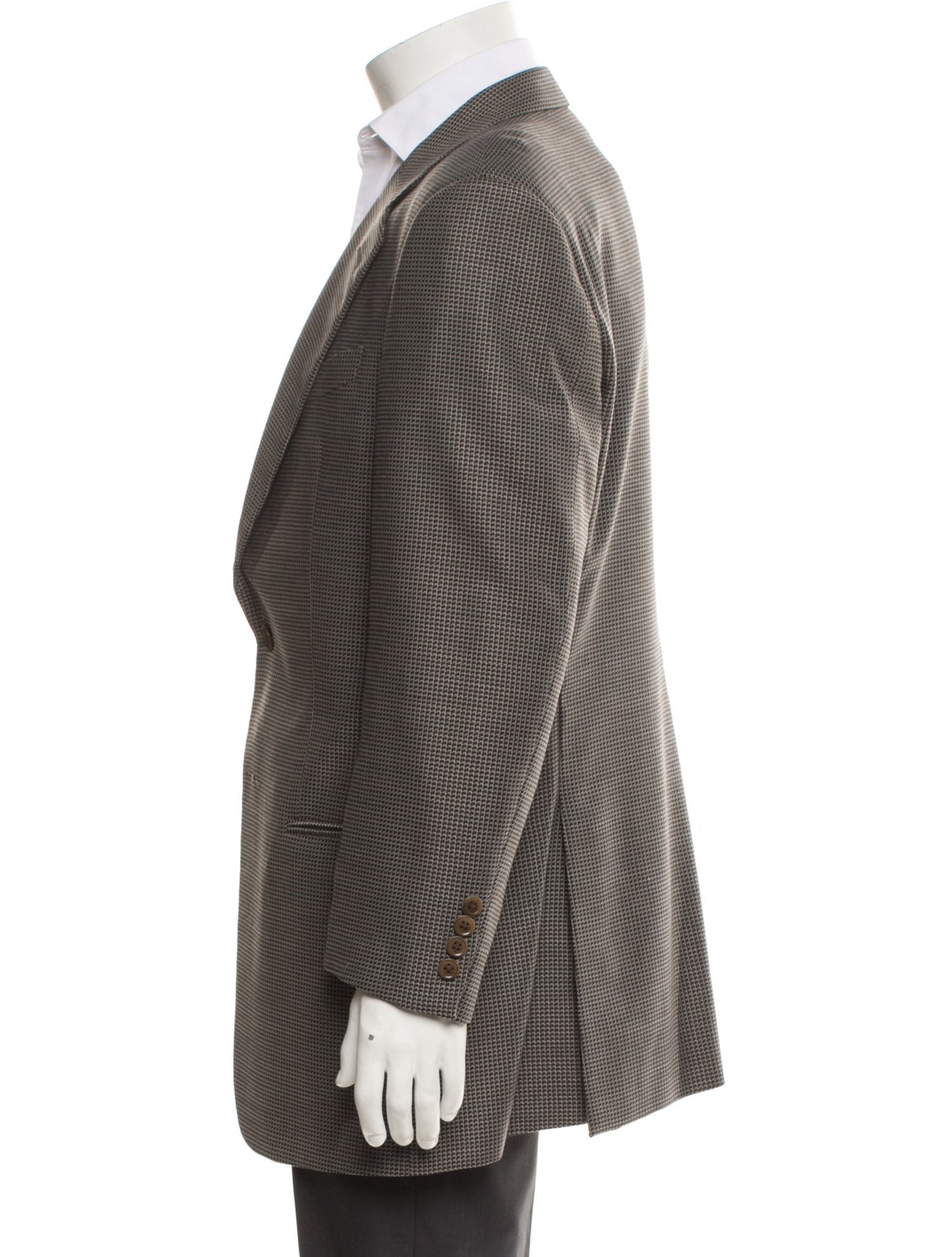 Armani Collezioni Wool Plaid Print Blazer