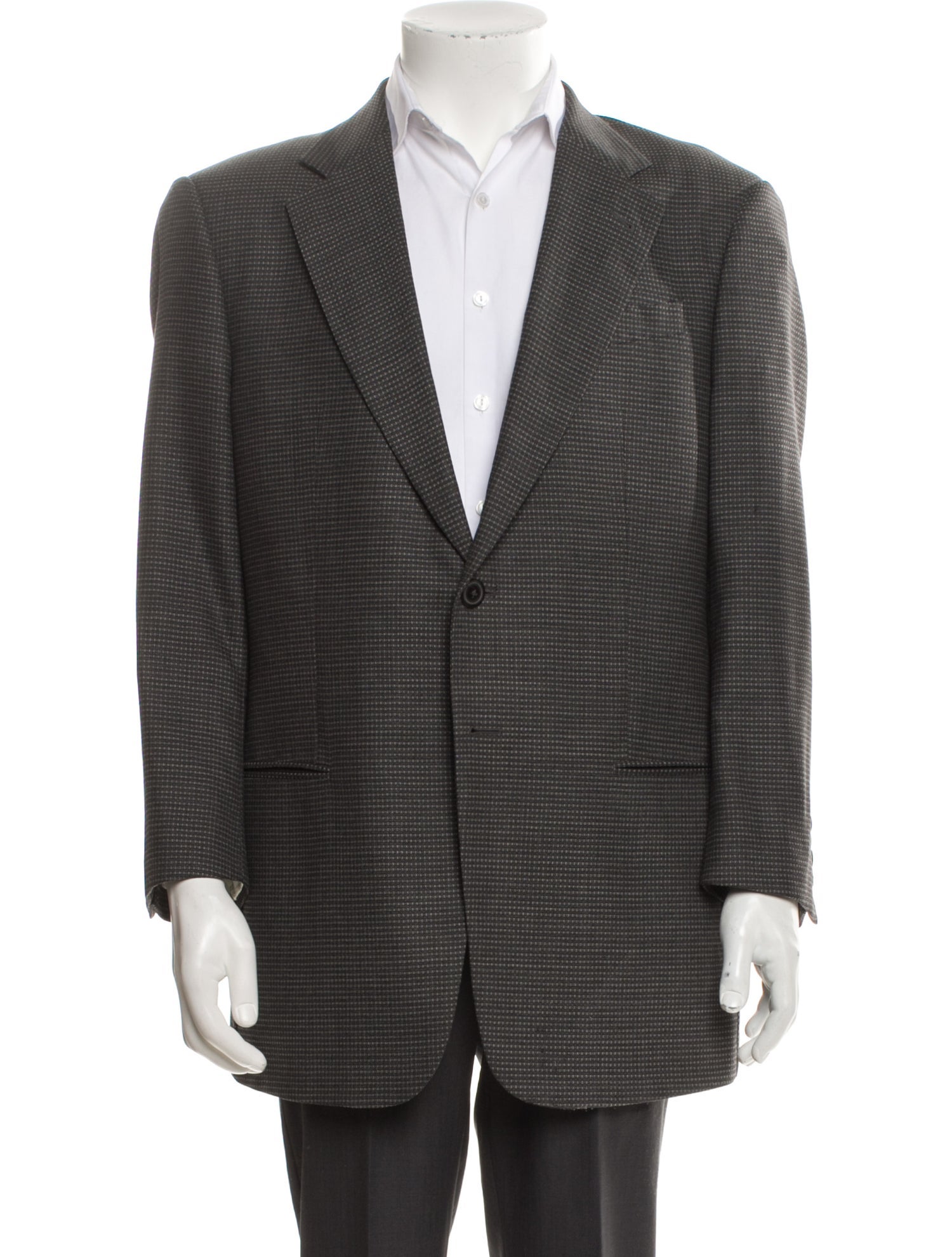 Armani Collezioni Wool Plaid Print Blazer