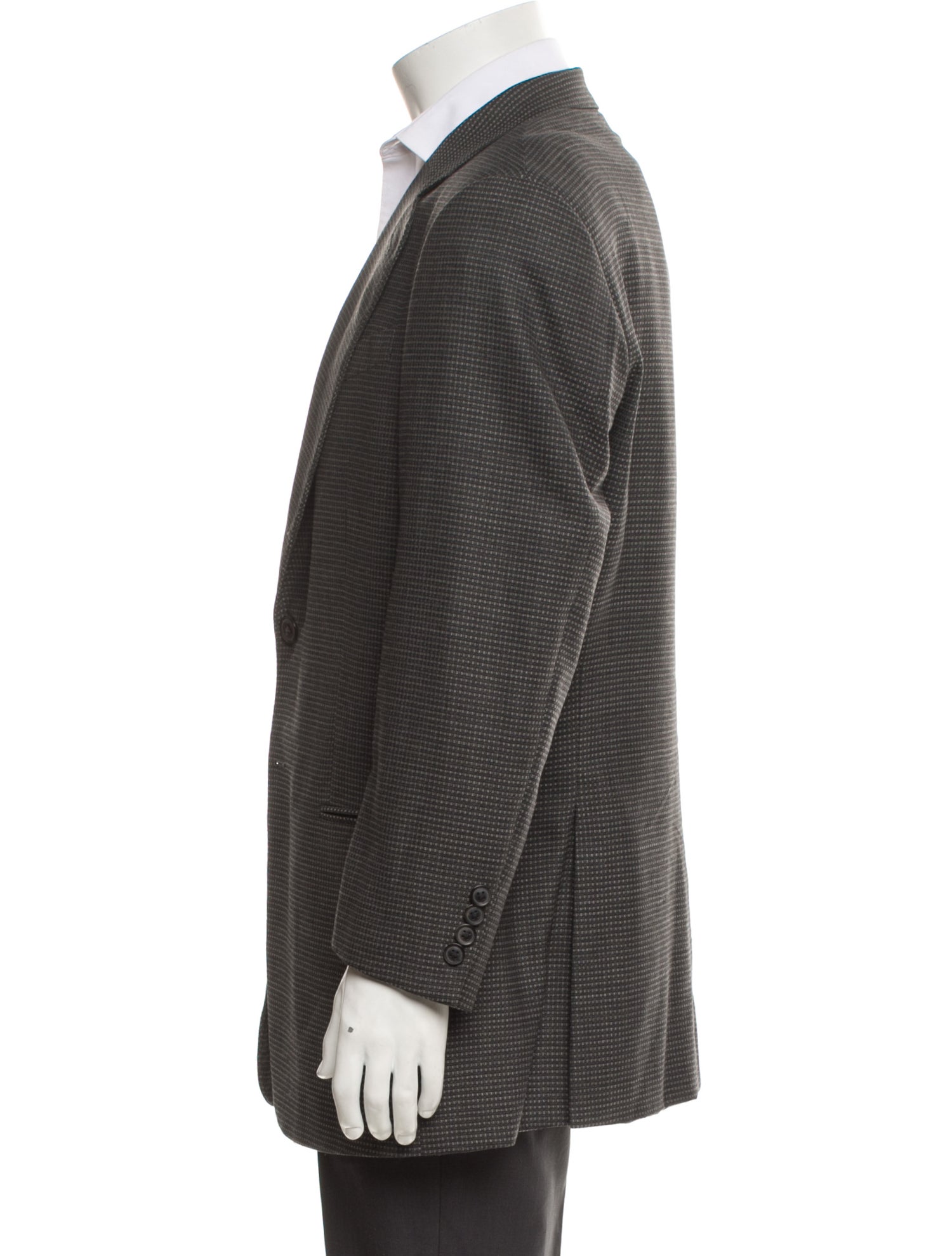 Armani Collezioni Wool Plaid Print Blazer