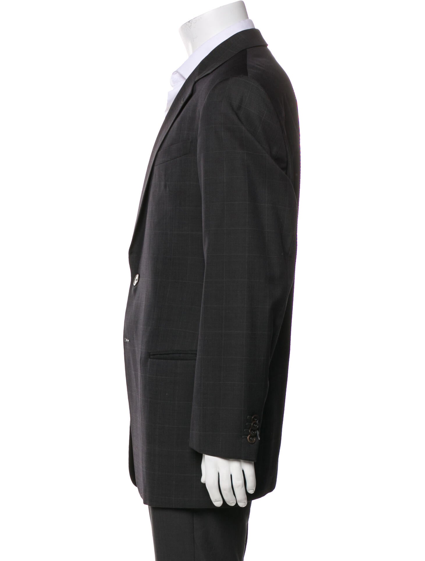 Armani Collezioni Wool Plaid Print Overcoat