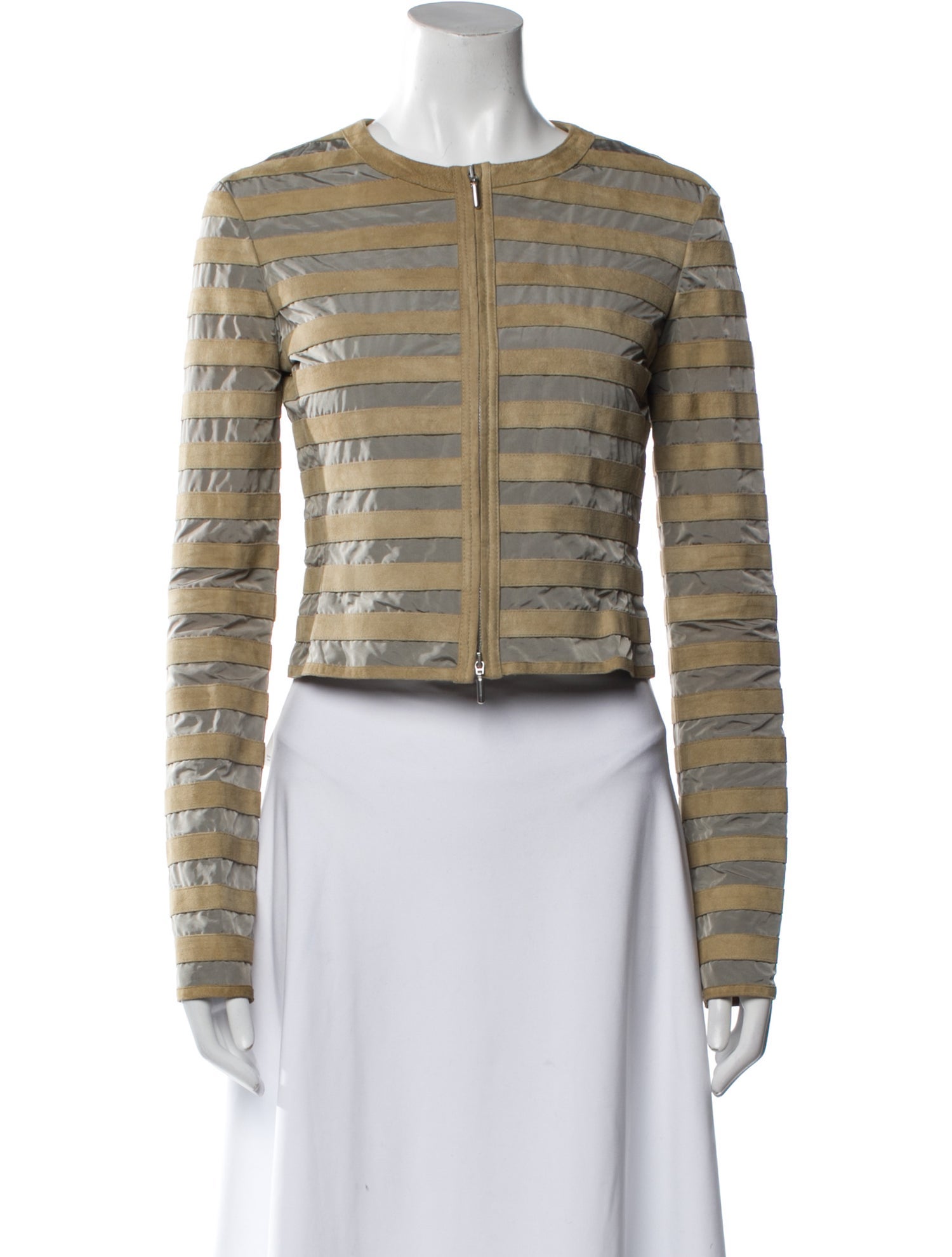 Armani Collezioni Leather Striped Evening Jacket