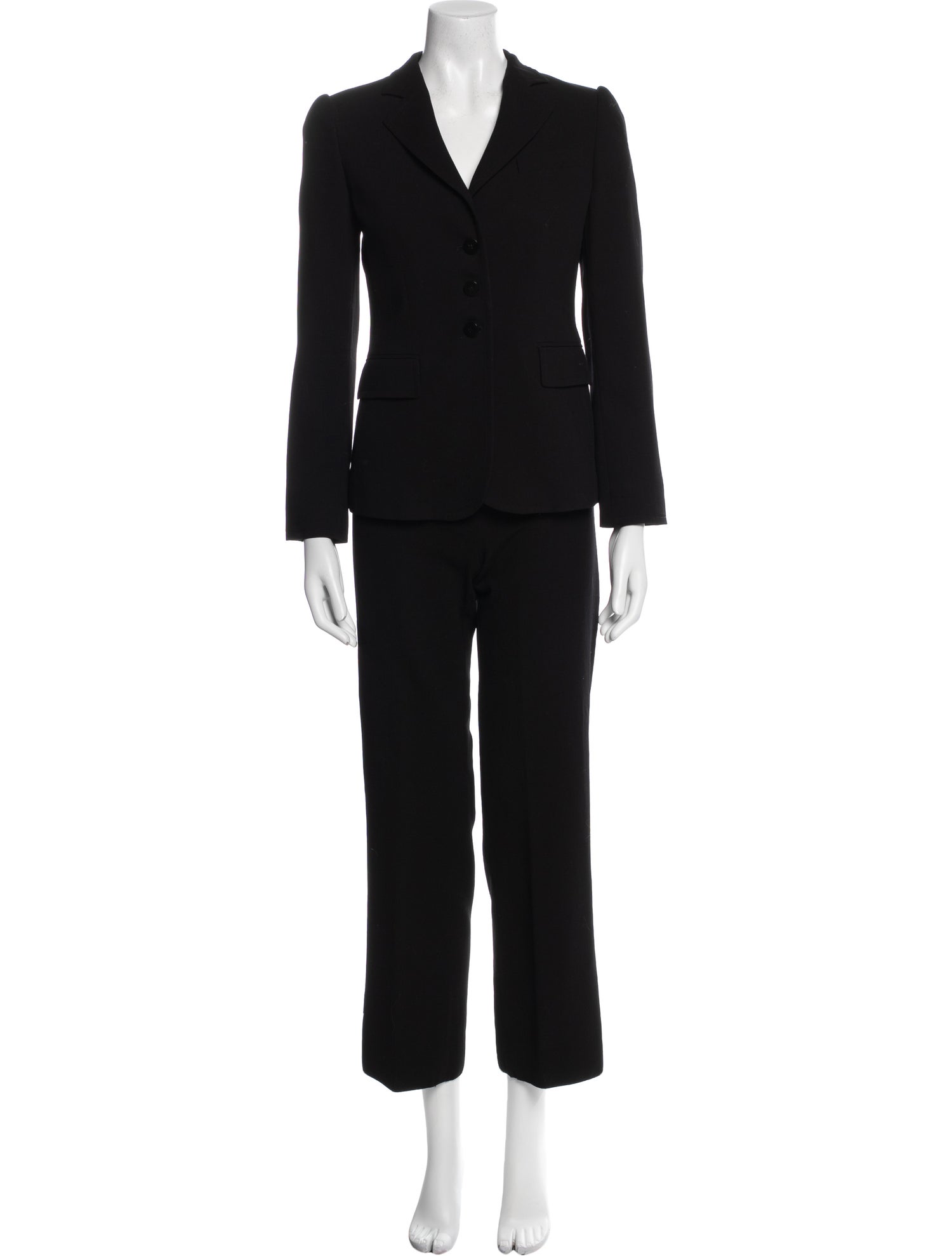 Armani Collezioni Wool Ruffle Embellishment Pantsuit