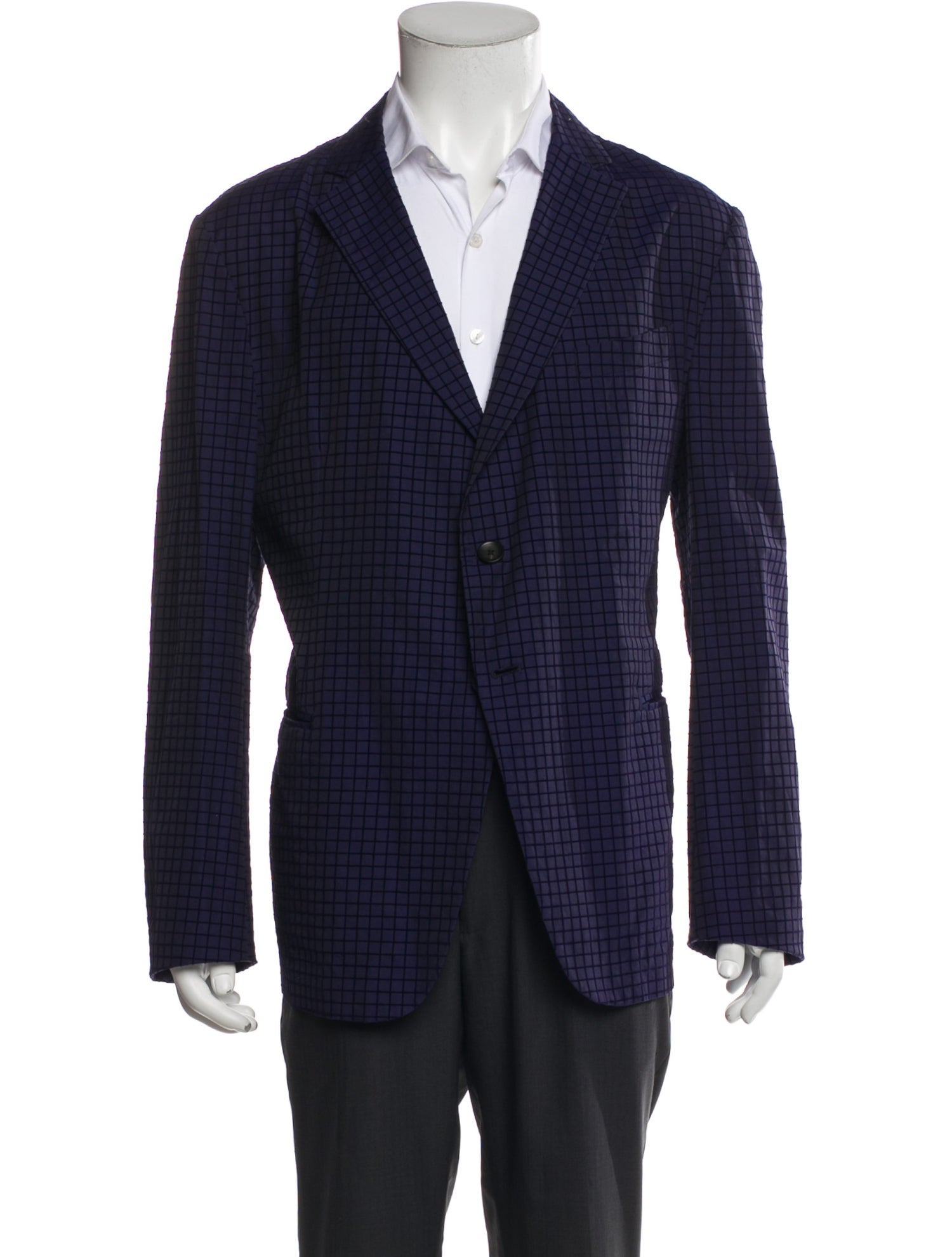 Armani Collezioni Plaid Print Peacoat