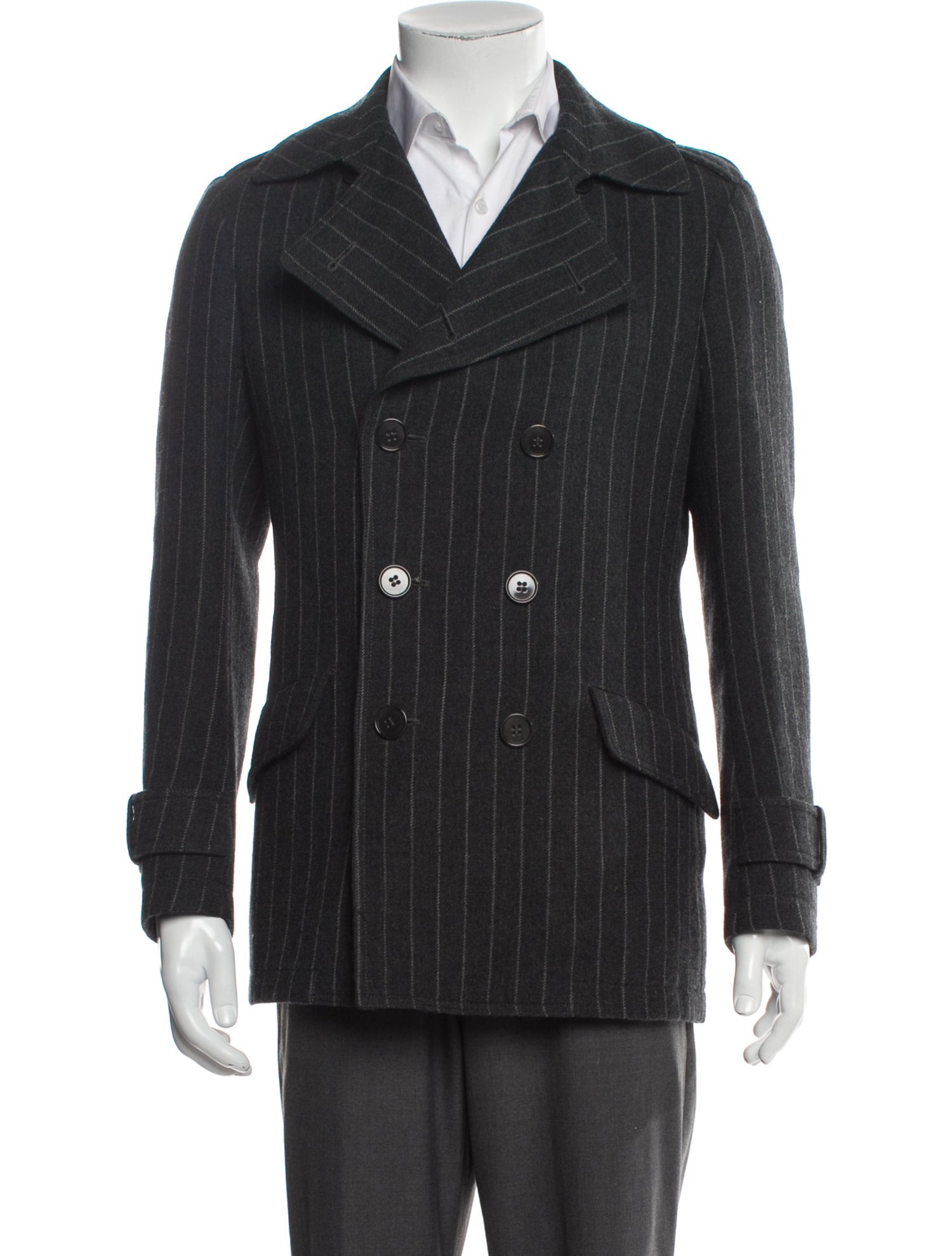 Armani Collezioni Wool Striped Peacoat