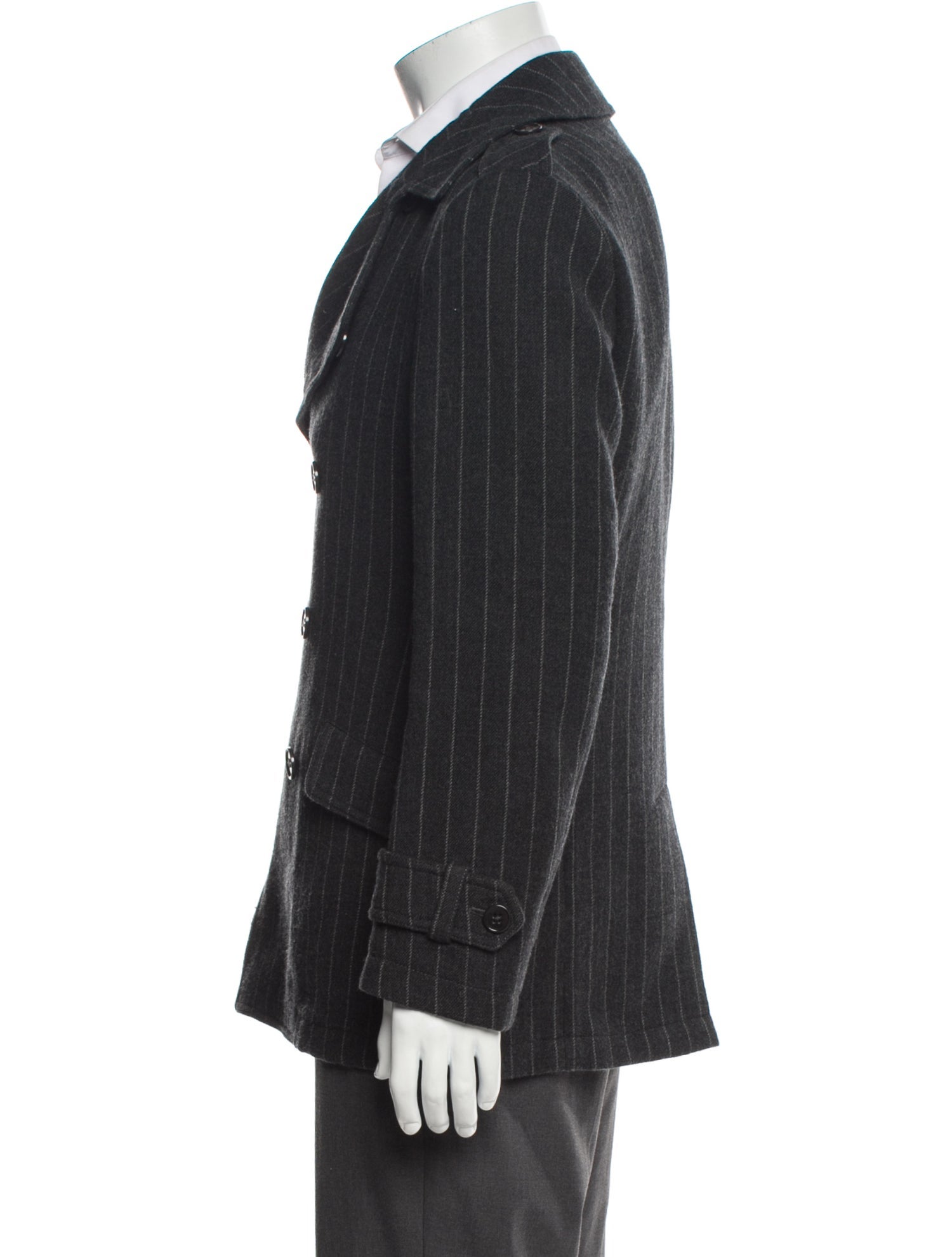 Armani Collezioni Wool Striped Peacoat