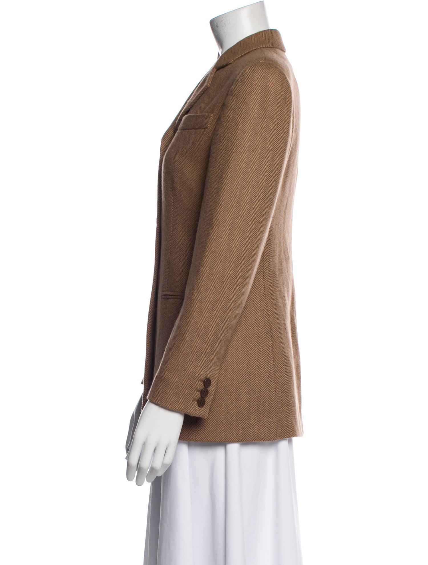 Armani Collezioni Camel Hair Plaid Print Blazer