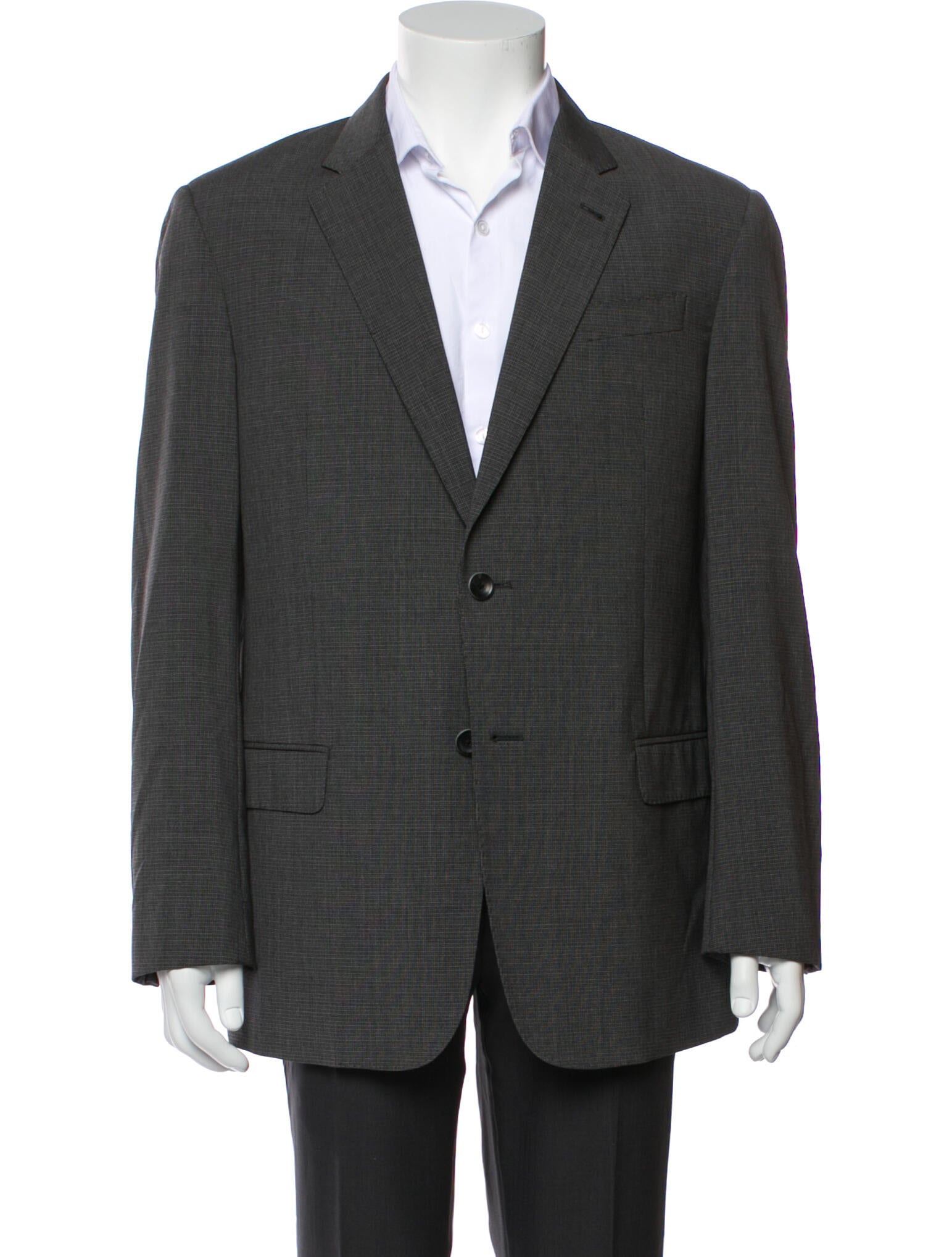 Armani Collezioni Wool Plaid Print Suit