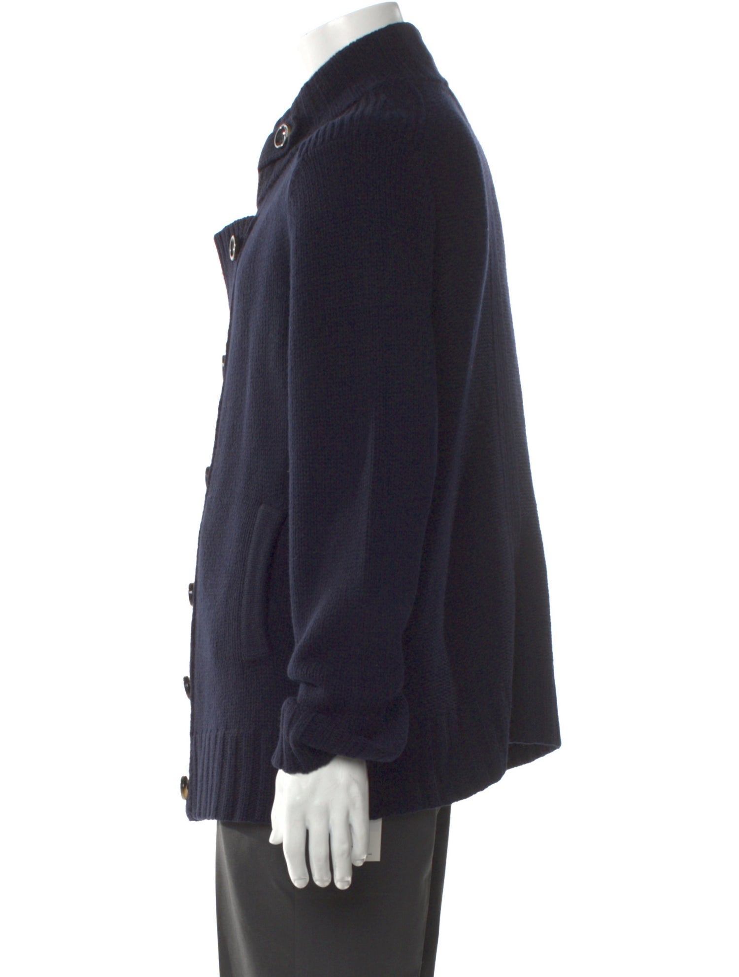 Armani Collezioni Wool Mock Neck Cardigan