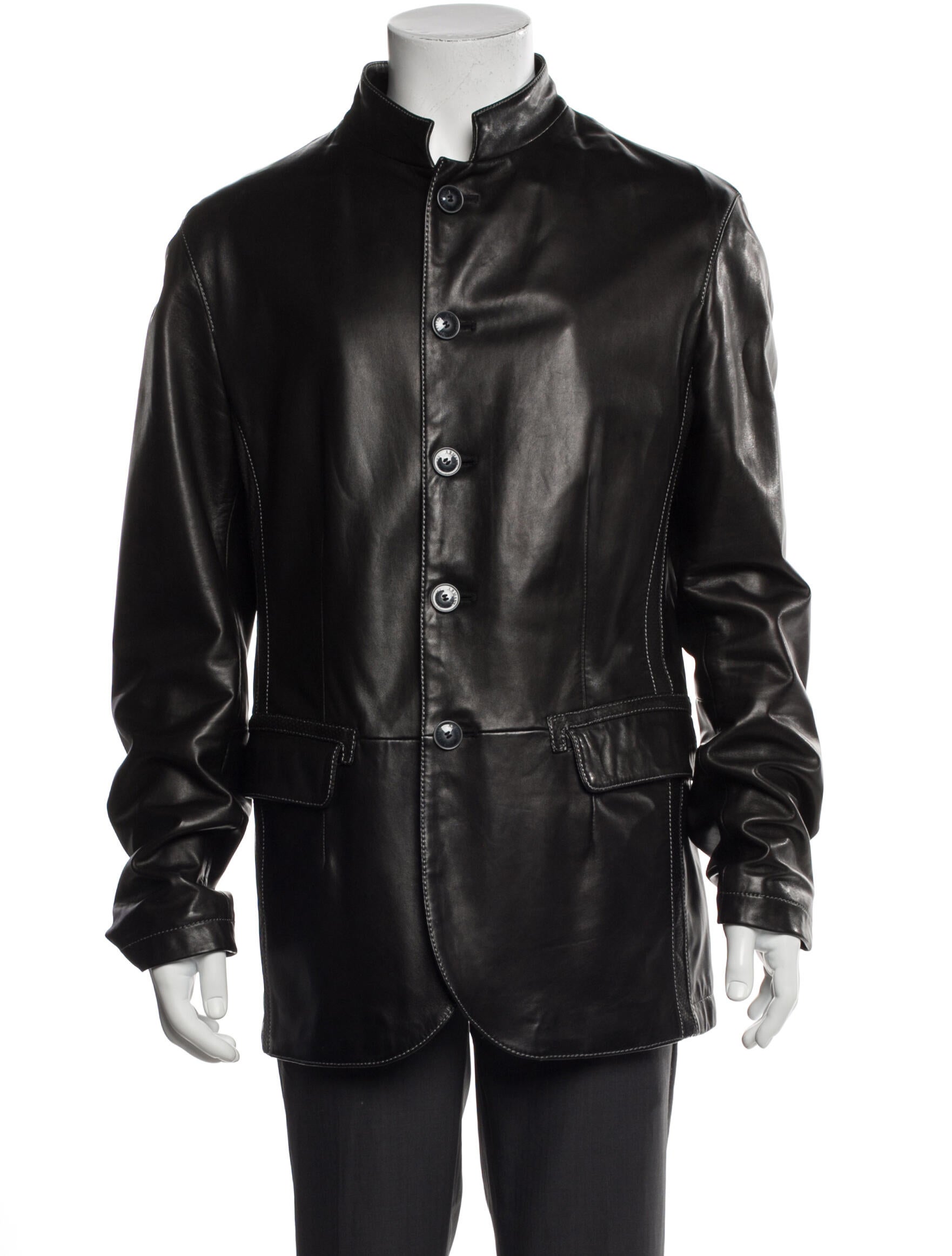 Armani Collezioni Lambskin Moto Jacket