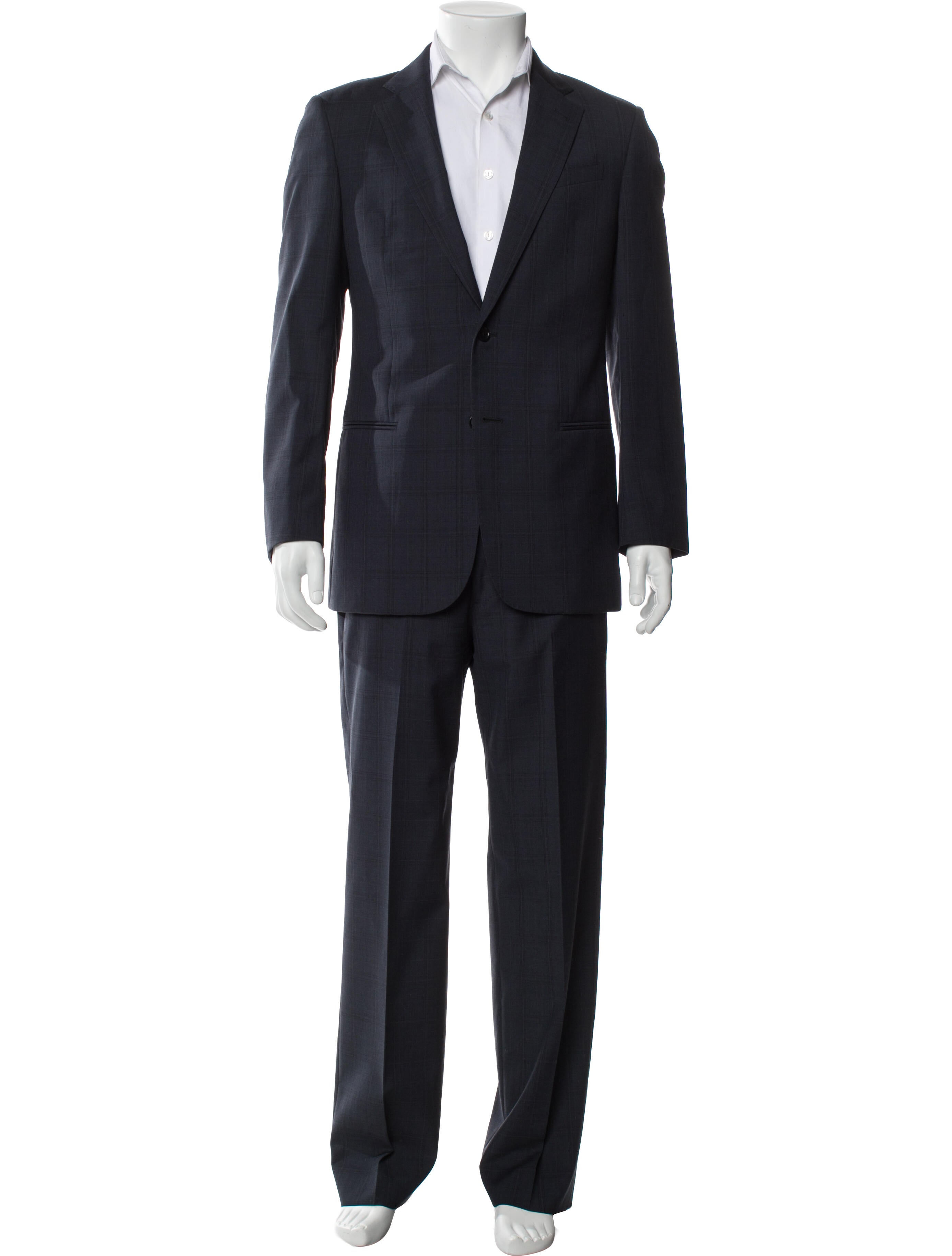 Armani Collezioni Linen Plaid Print Two-Piece Suit