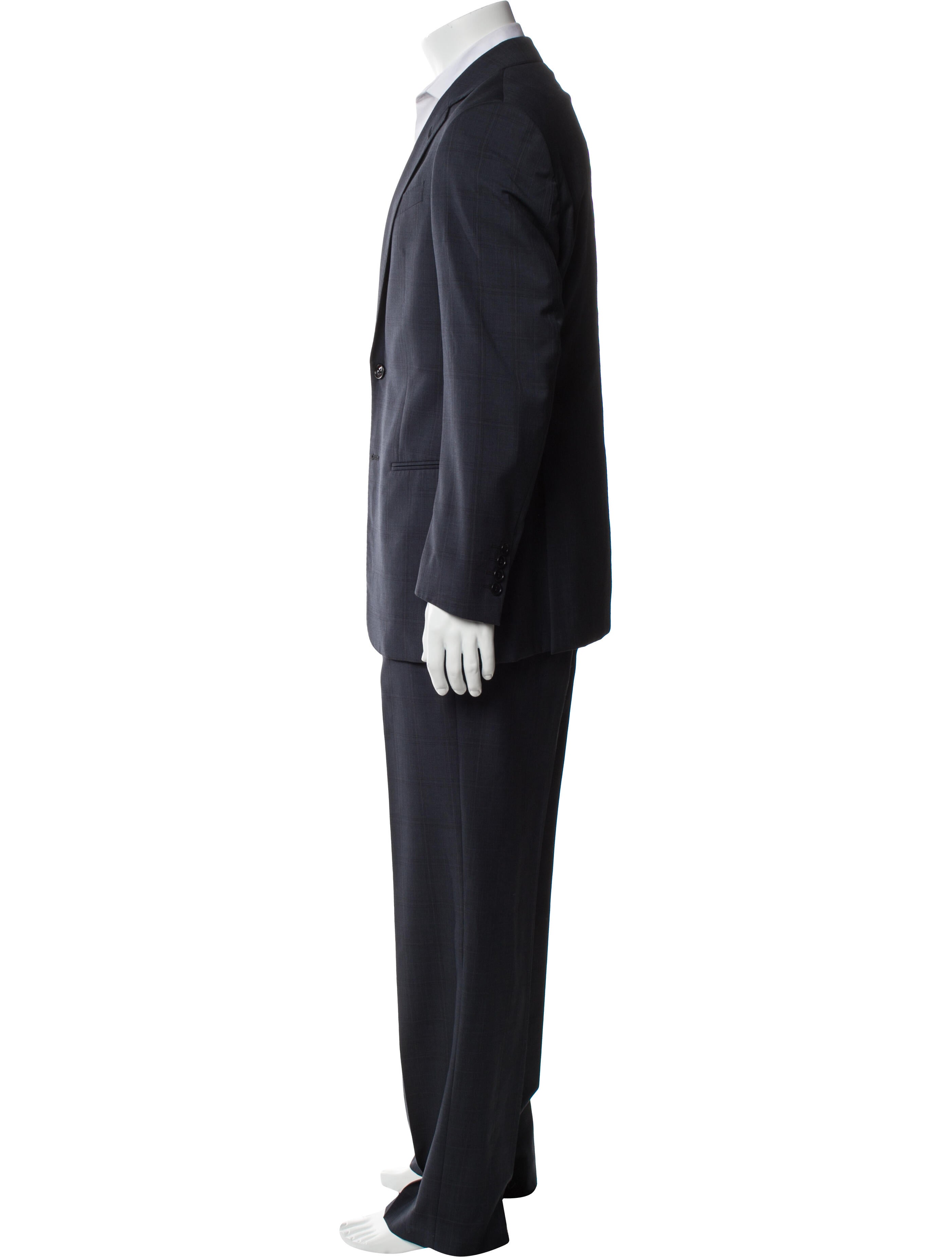 Armani Collezioni Linen Plaid Print Two-Piece Suit