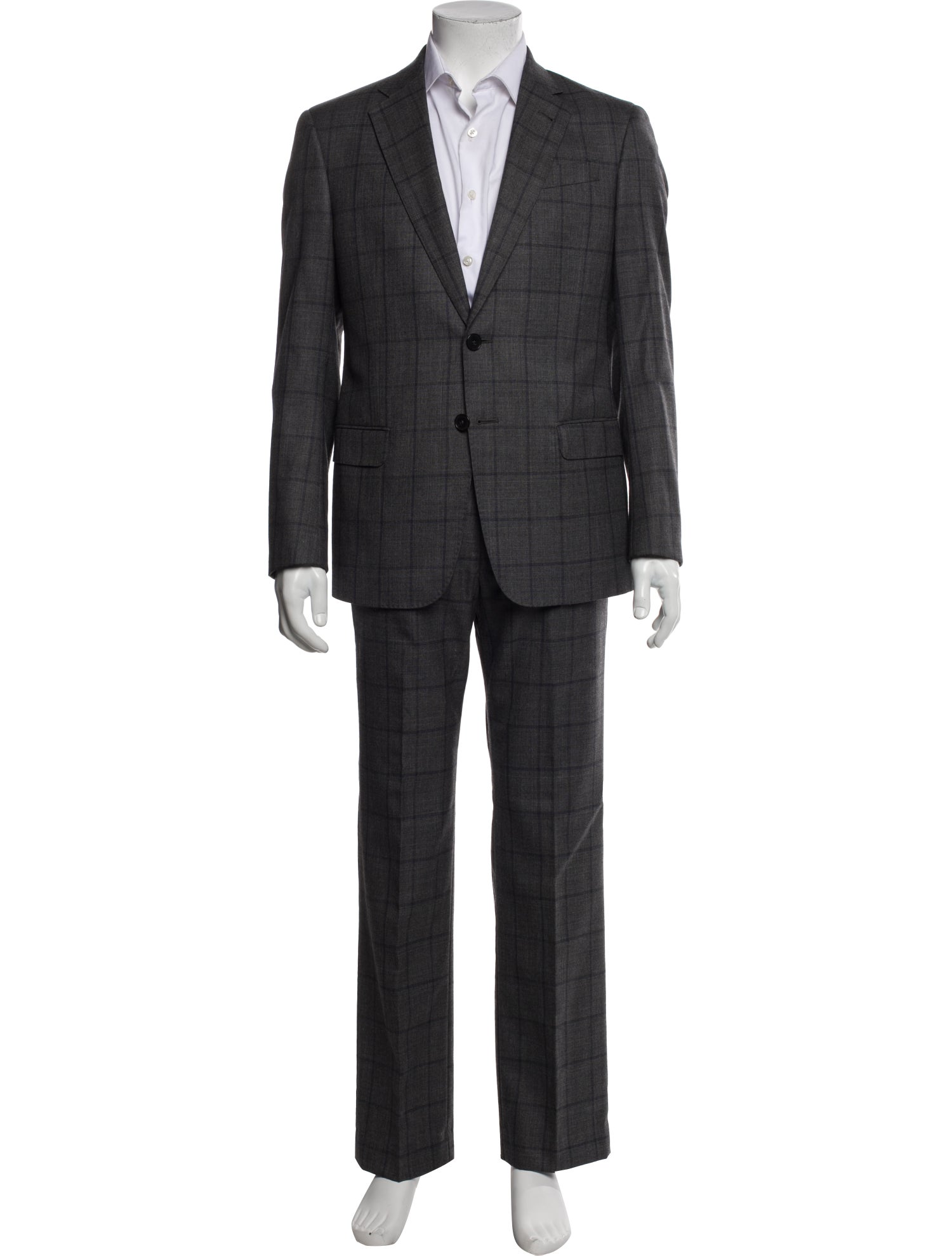 Armani Collezioni Wool Plaid Print Two-Piece Suit