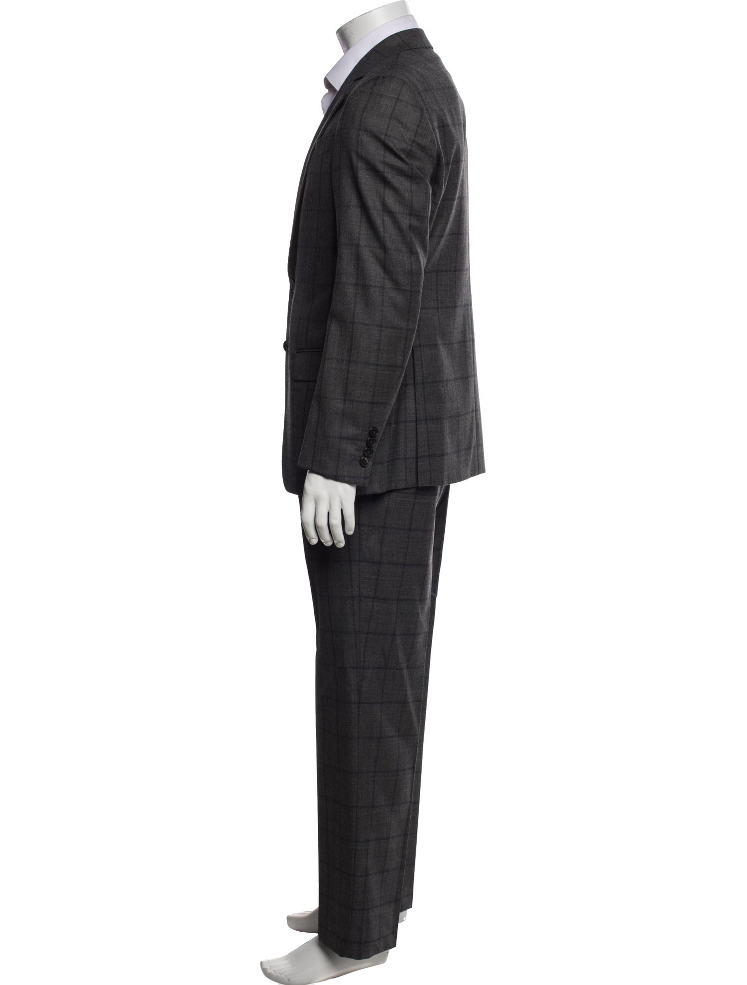 Armani Collezioni Wool Plaid Print Two-Piece Suit