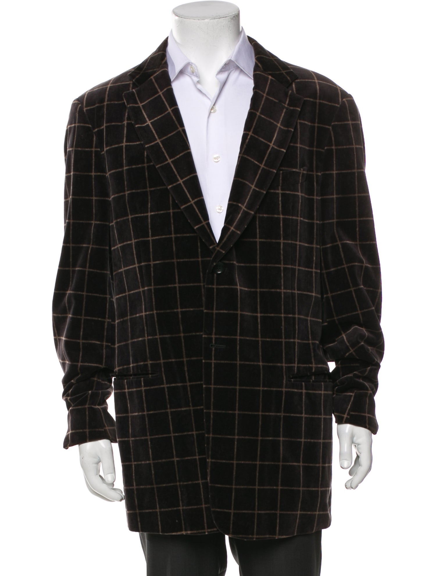 Armani Collezioni Plaid Print Peacoat